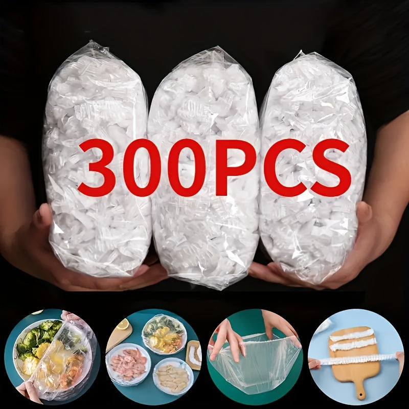 100pcs Food-Grade Disposable Plastic Wrap, Stretchable Cling Film for Bowls, Plates, Fruits, Vegetables - Transparent Kitchen Freshness Covers, Anti-dust Cover